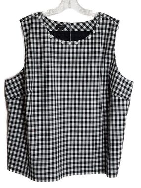 Talbots Black & White Gingham Jewel-Neck Sleeveless Top Size 24W